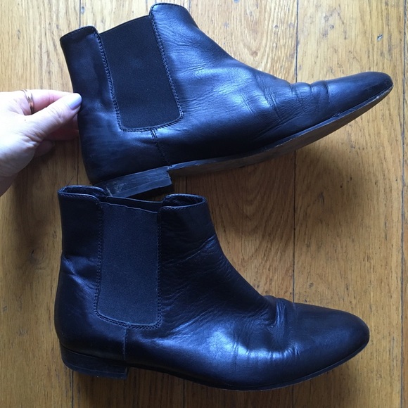 J. Crew Shoes - J. Crew Flat Leather Chelsea Boots Black size 8